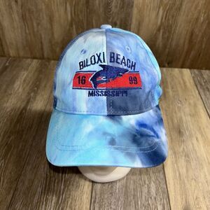 Biloxi Beach Mississippi Baseball Hat Adjustable Unisex Tie Dye Blue Shark 1699